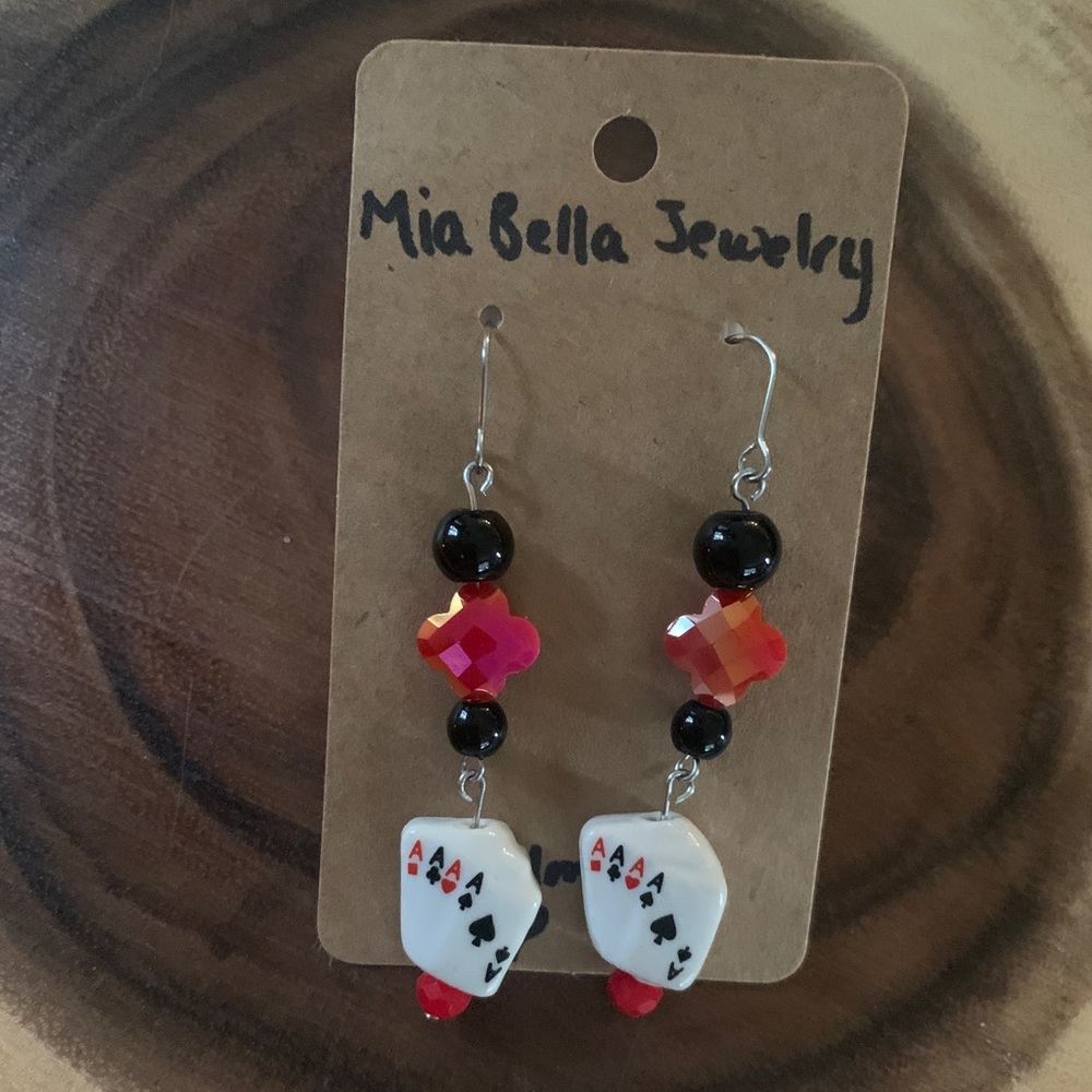 Poker Themed Earrings on French wire